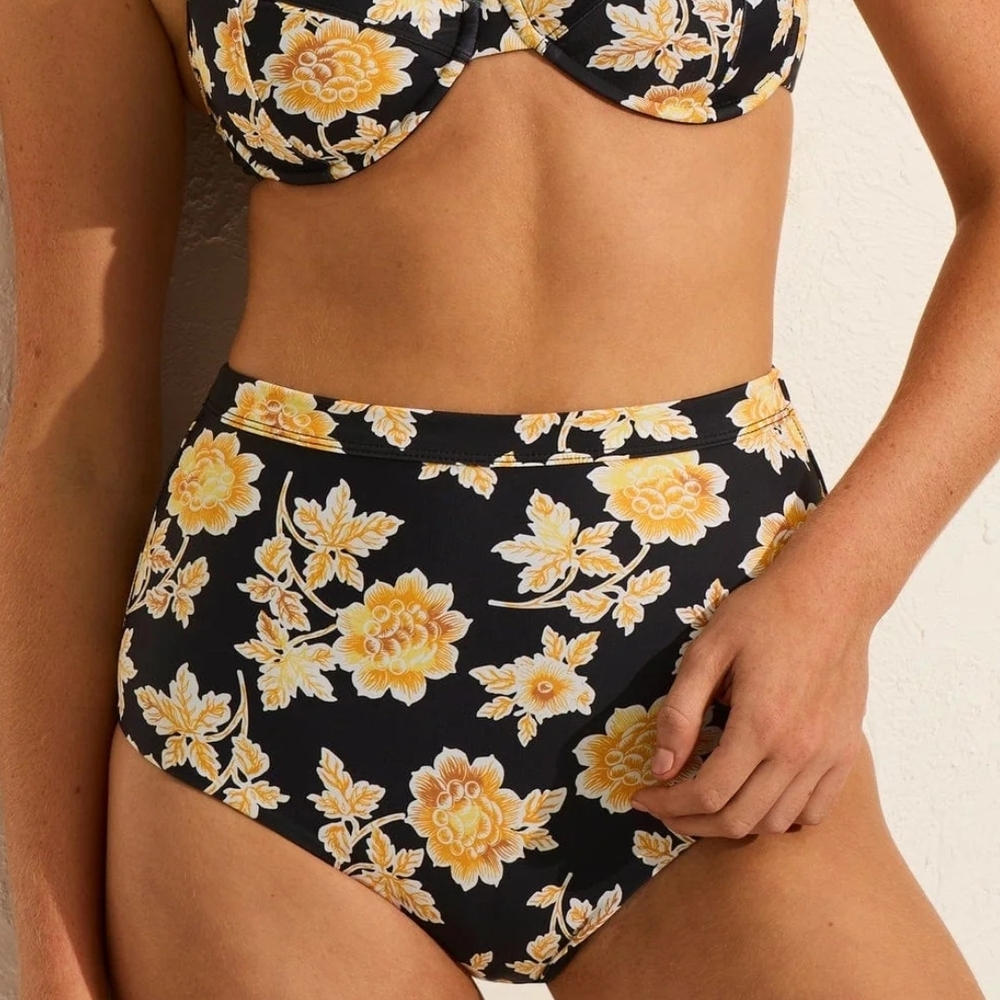 Auguste The Label Black and Yellow Floral Bikini